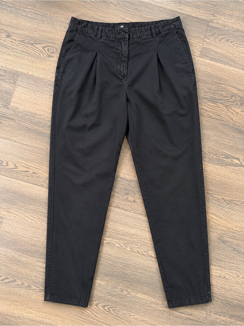 H&M Black Casual Trousers with Button Waist